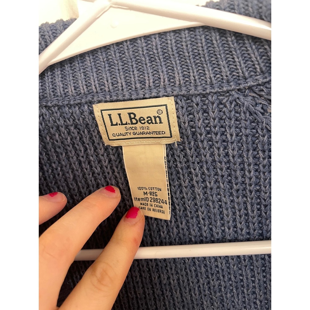 Vintage LL Bean Knit Blue Grandpacore Jacket Cottagecore Cabincore Sailor - Picture 2 of 4
